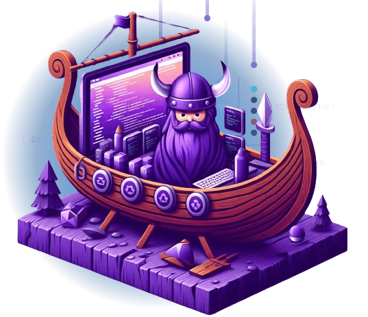 imagem com vikings no barco e códigos